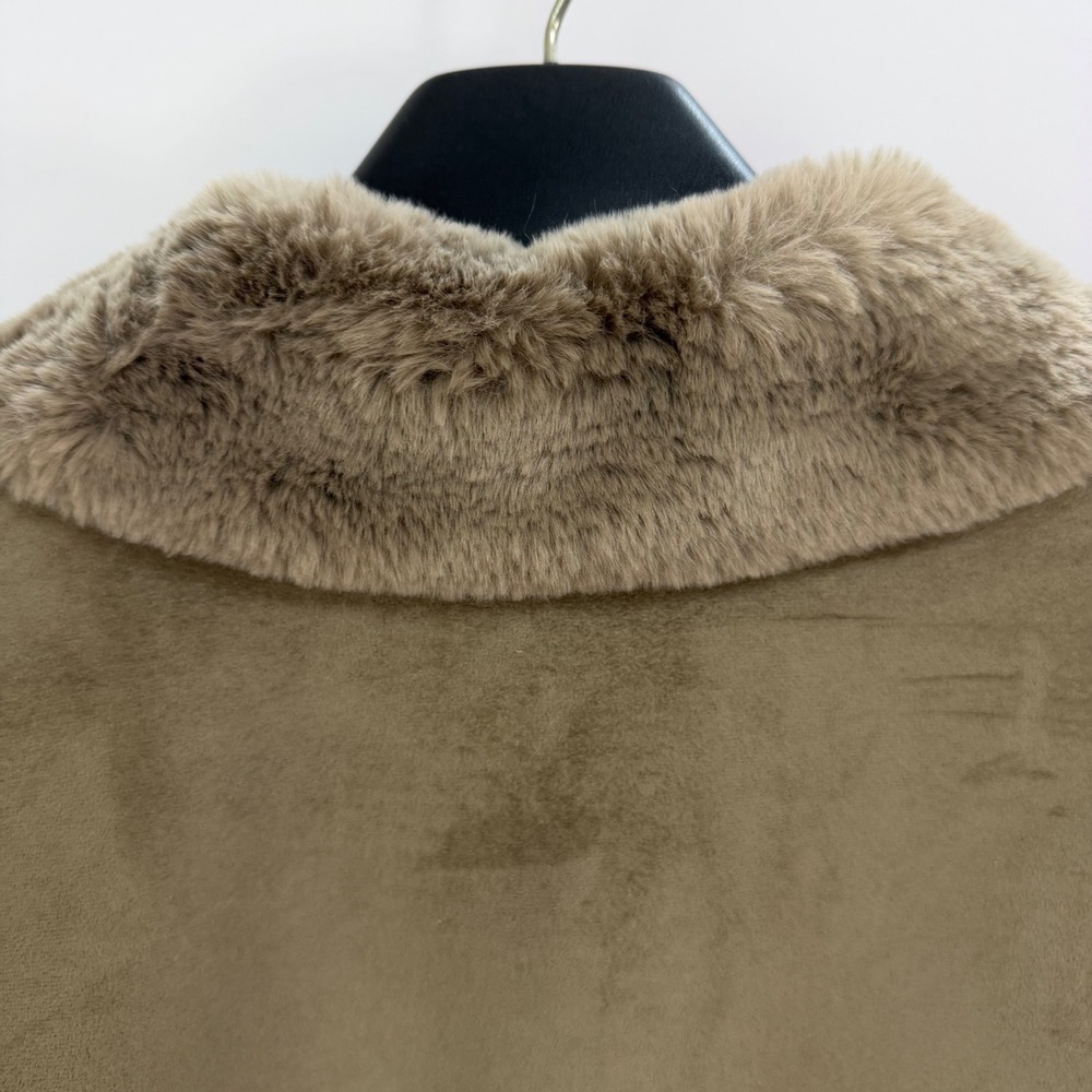 Rachel Zoe Womens Taupe Faux Suede & Fur Trim Coat Jacket Small NWT Soft Luxury - Picture 8 of 10
